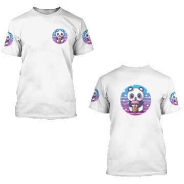 Discover Panda Bear Boba Milk Tea Funny Bubble Tea Lovers 3D T Shirts
