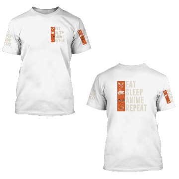 Discover eat sleep anime repeat 3D T Shirts