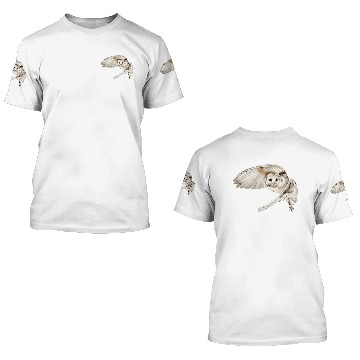 Discover Owl in flight 3D T Shirts