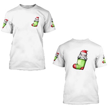 Discover Cute Kawaii Santa In Sock On Chimney Fireplace 3D T Shirts