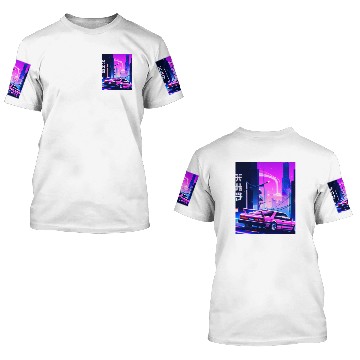 Discover Vaporwave Car Synthwave City 3D T Shirts