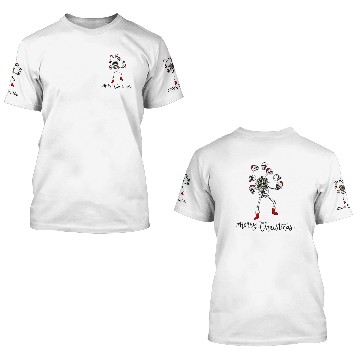 Discover Merry Christmas Skeleton Playing Christmas ugly 3D T Shirts