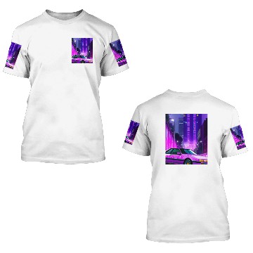 Discover Vaporwave Car Synthwave City 3D T Shirts
