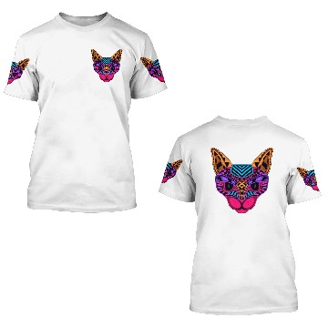 Discover Black Neon Cat 3D T Shirts