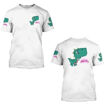 Discover MAYA - Lovely girl name with cute dinosaur 3D T Shirts