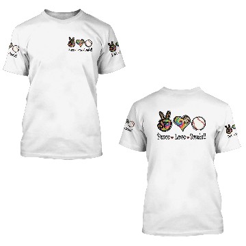 Discover peace love baseball 3D T Shirts