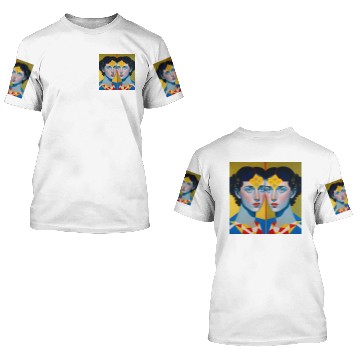 Discover Symmetrical baroque painting blue and yellow 3D T Shirts