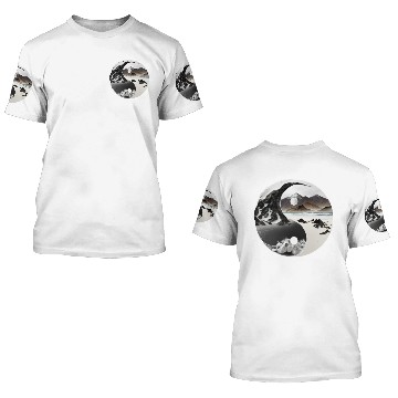 Discover Ying Yang - mountains - beach 3D 3D T Shirts
