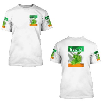 Discover Ireland Map Flag 3D T Shirts