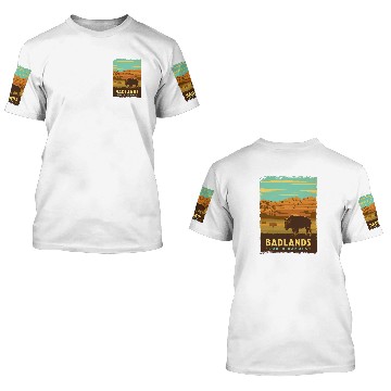 Discover Vintage Bisons Buffalo on Badlands National Park 3D T Shirts