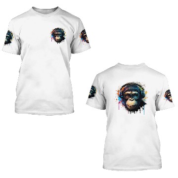 Discover Colorful DJ Chimpanzee 3D T Shirts