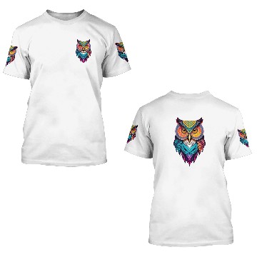 Discover Whimsical Batik Owl Faces 3D T Shirts