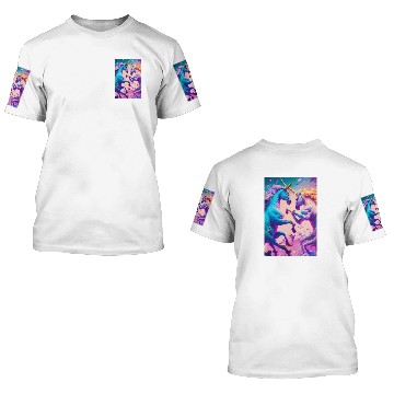 Discover Unicorns in candyland 3D T Shirts