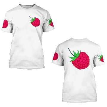 Discover Raspberry red with green leaves 3D T Shirts