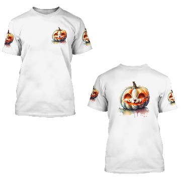 Discover Pumpkin With Cat Face 3D T Shirts
