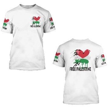 Discover I Love Free Palestine Flag 3D T Shirts