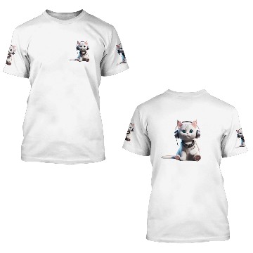 Discover Music Lover Cat V II on Unisex Poly Cotton 3D T Shirts