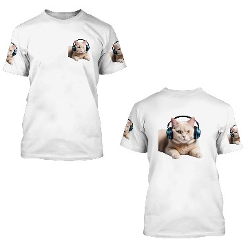 Discover Music Lover Cat V II on Unisex Poly Cotton 3D T Shirts