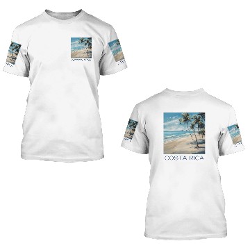 Discover Costa Rica Palm Tree Beach 3D T Shirts