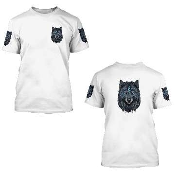 Discover Blue-eyed wolf face 3D T Shirts