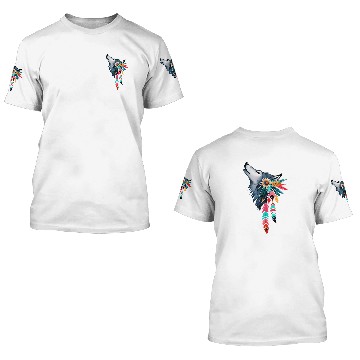 Discover Howling Wolf Native American Style Design 3D T Shirts