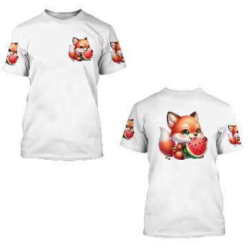 Discover Fox Eating Watermelon 3D T Shirts
