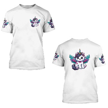 Discover Lavender Unicorn Cat with Sparkles 3D T Shirts