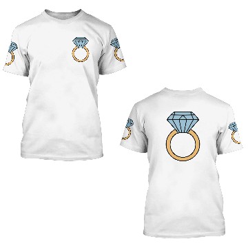 Discover Diamond Gemstone Ring Vector 3 Colors 3D T Shirts