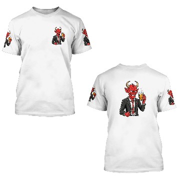 Discover Red devil drinking beer 3D T Shirts