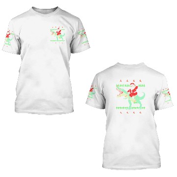 Discover Santa Riding Dinosaur Reindeer 3D T Shirts