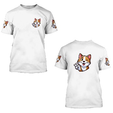 Discover Cheerful Cat Peace Cartoon Design 1 3D T Shirts