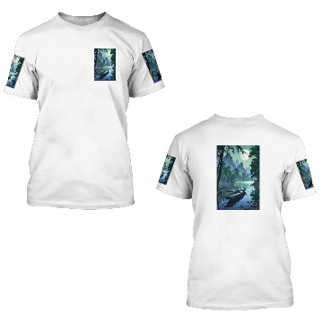 Discover Tranquil River: A Timeless Landscape poster 3D T Shirts
