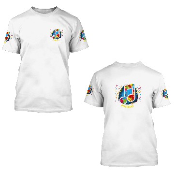 Discover Autism Awareness Music Note 3D T Shirts