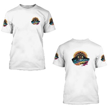 Discover Sunflower Eye Over Oceanic Waves Art 3D T Shirts