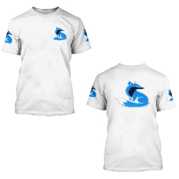 Discover Dynamic Blue Fox Emblem Design 3D T Shirts