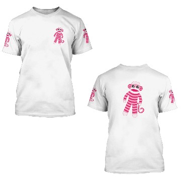 Discover Pink Striped Sock Monkey 3D T Shirts