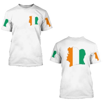 Discover Ivory Coast Flag Map With Stroke 3D T Shirts