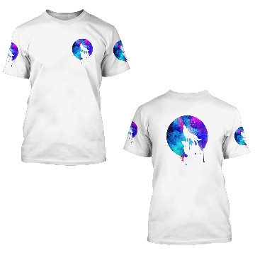 Discover Howling wolf watercolor space drips galaxy gift 3D T Shirts