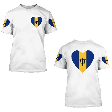 Discover Barbados Flag Heart 3D T Shirts