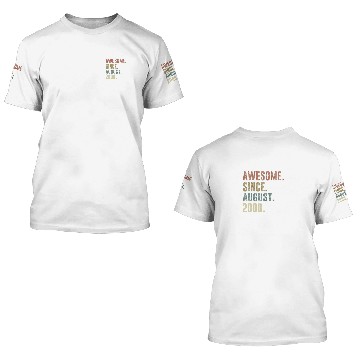 Discover 21St Birthday Retro Vintage Awesome Since August 2 3D T Shirts
