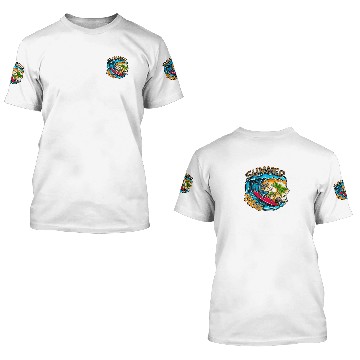 Discover Surfing Skeleton Summer Vibes Beach Waves Sunset S 3D T Shirts