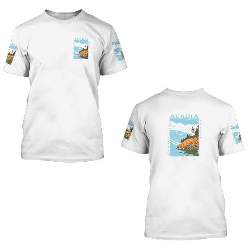 Discover Acadia National Park Bar Harbor Lighthouse Vintage 3D T Shirts