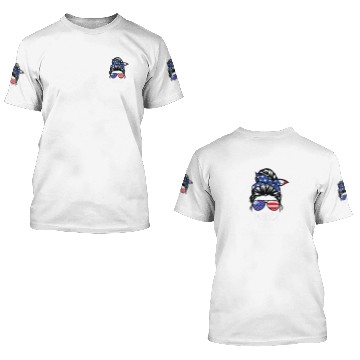 Discover USA Flag Messy Bun Patriotic Armed Forces Memorial 3D T Shirts