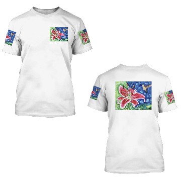Discover Hummingbird and Stargazer Lily Painting 3D T Shirts