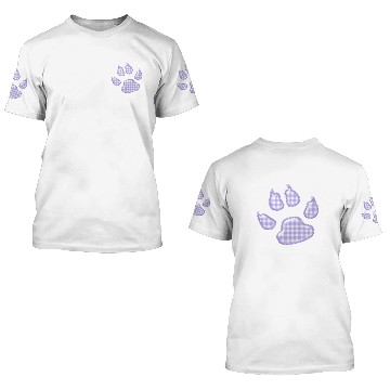 Discover gingham dog paw - purple 3D T Shirts