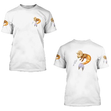 Discover Whimsical triceratops mermaid talking to fish 3D T Shirts