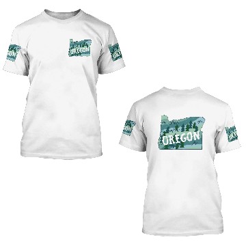 Discover Oregon State Map Illustration 3D T Shirts