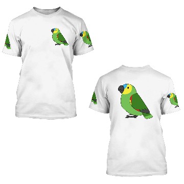 Discover Fluffy blue-fronted amazon parrot cartoon drawing 3D T Shirts