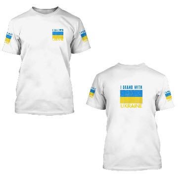 Discover I Stand With Ukraine Flag Emblem Map 3D T Shirts