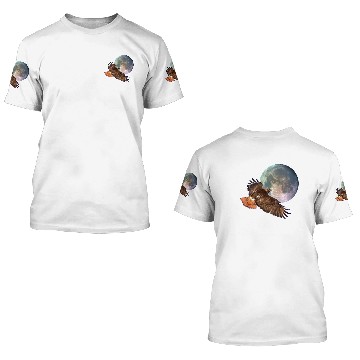 Discover Red-Tail Hawk & Full Moon Wildlife 3D T Shirts
